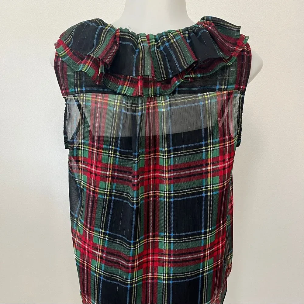 J. Crew Tartan Plaid Sleeveless Dressy Top Size S